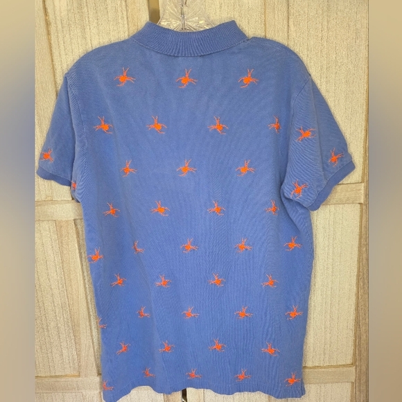 Polo Ralph Lauren Size M Blue Spider Embroidered Short Sleeve Custom Fit Shirt - Picture 2 of 7